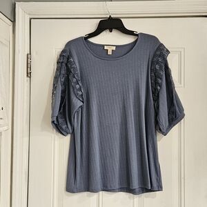 Cupio Blue Blouse with Ruffled Sleeves